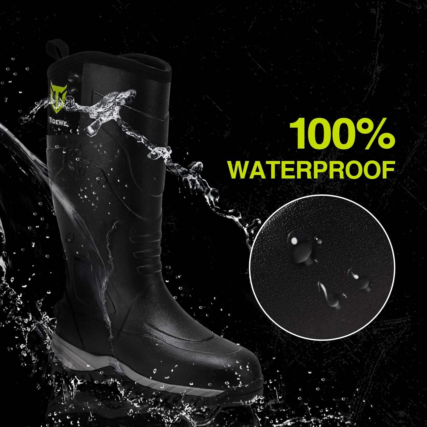 TIDEWE Rubber Hunting Boots, Waterproof Durable Unique Design Neoprene Outdoor Boots, Warm Insulated Work Rain Boots for Men （Size 5-14） : Clothing, Shoes & Jewelry