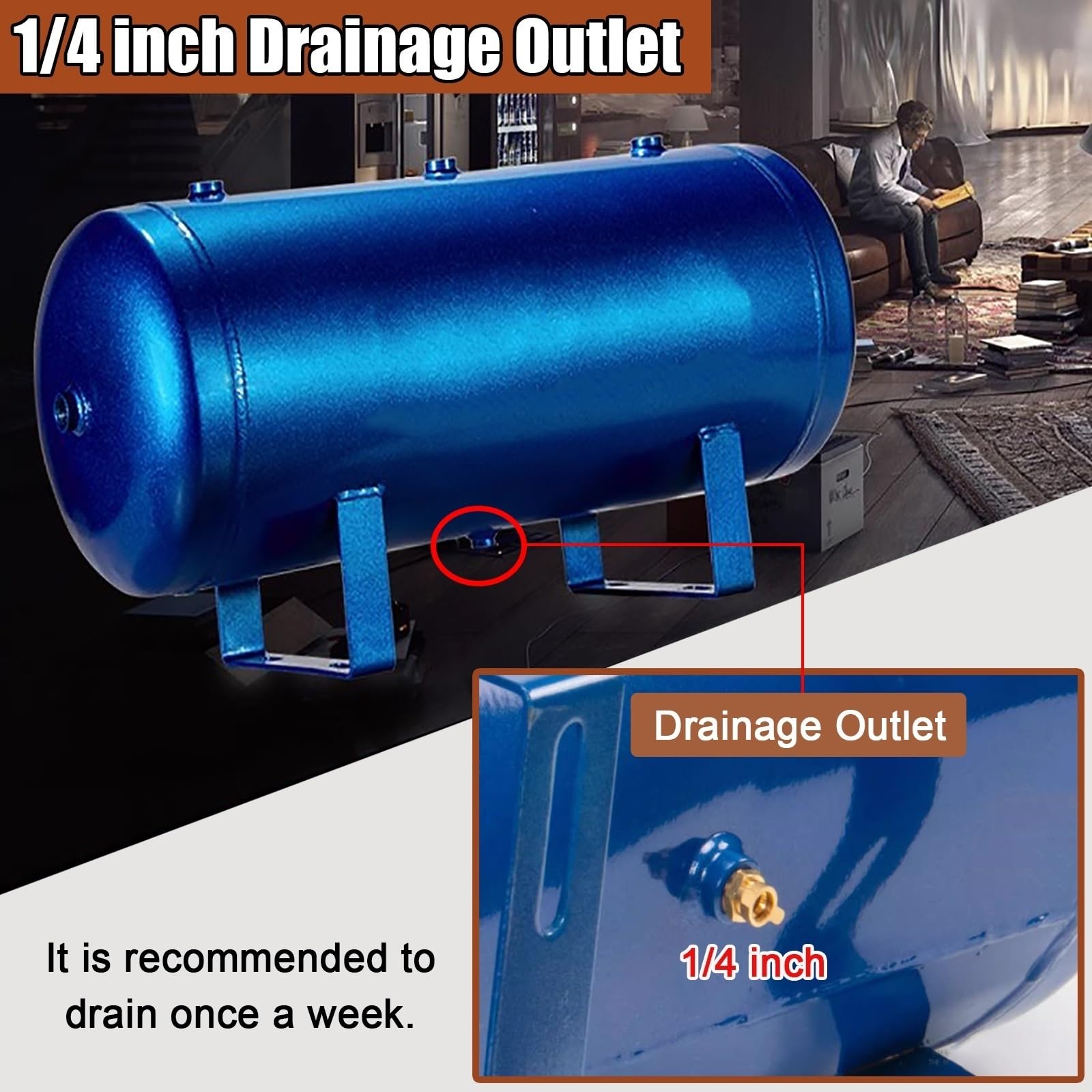 Tanque De Depósito De Aire De Acero Al Carbono, Tanques De Aire Comprimido De Gran Capacidad para Fábrica/Laboratorio, Presión Máxima 12,5 Bar(10L/2.6Gal (45x19x24cm) A)