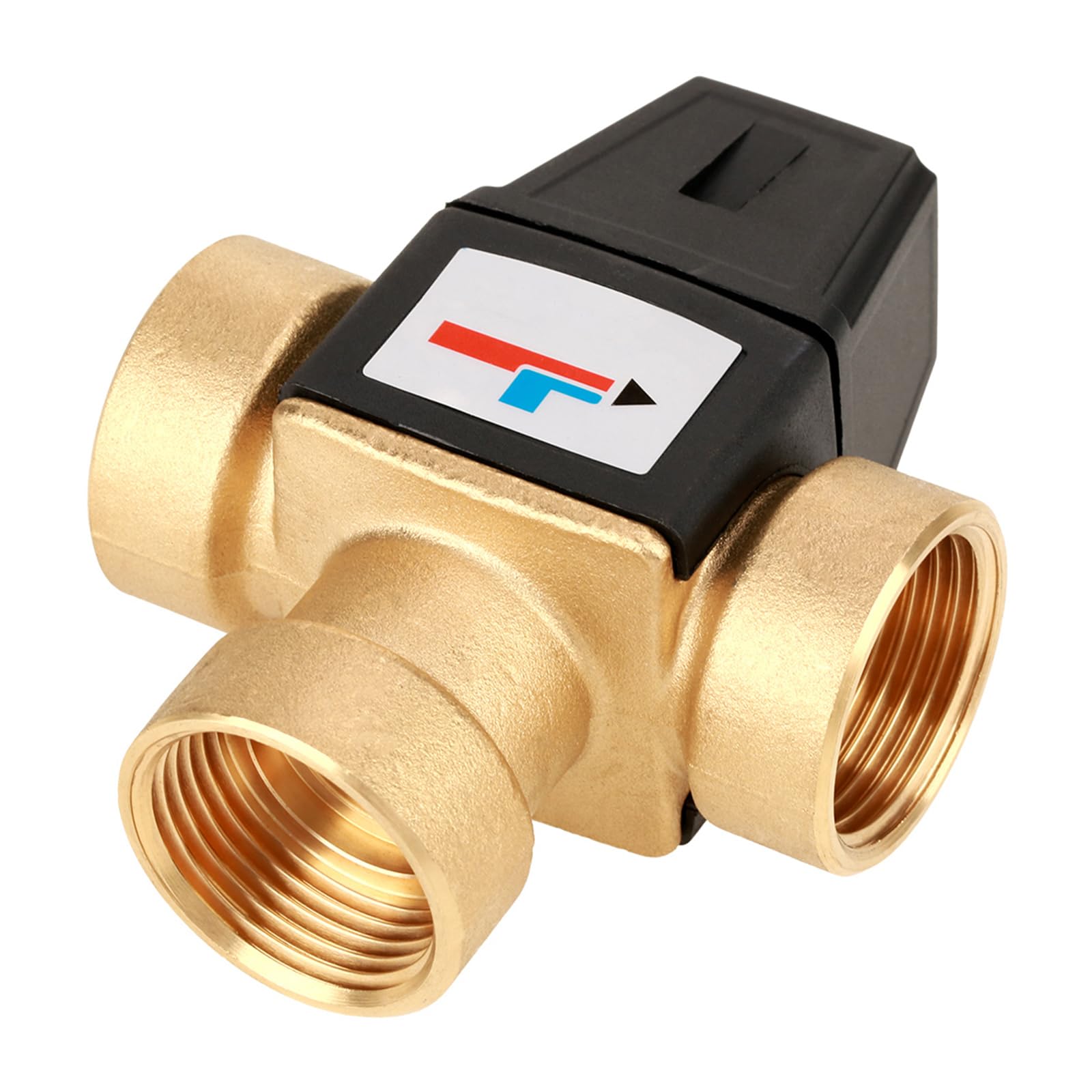 Válvula mezcladora termostática, G 1 pulgada 3 vías mezclador termostático, 35-60 °C mezcladora termostática para sistema de agua caliente sanitaria (rosca interna)