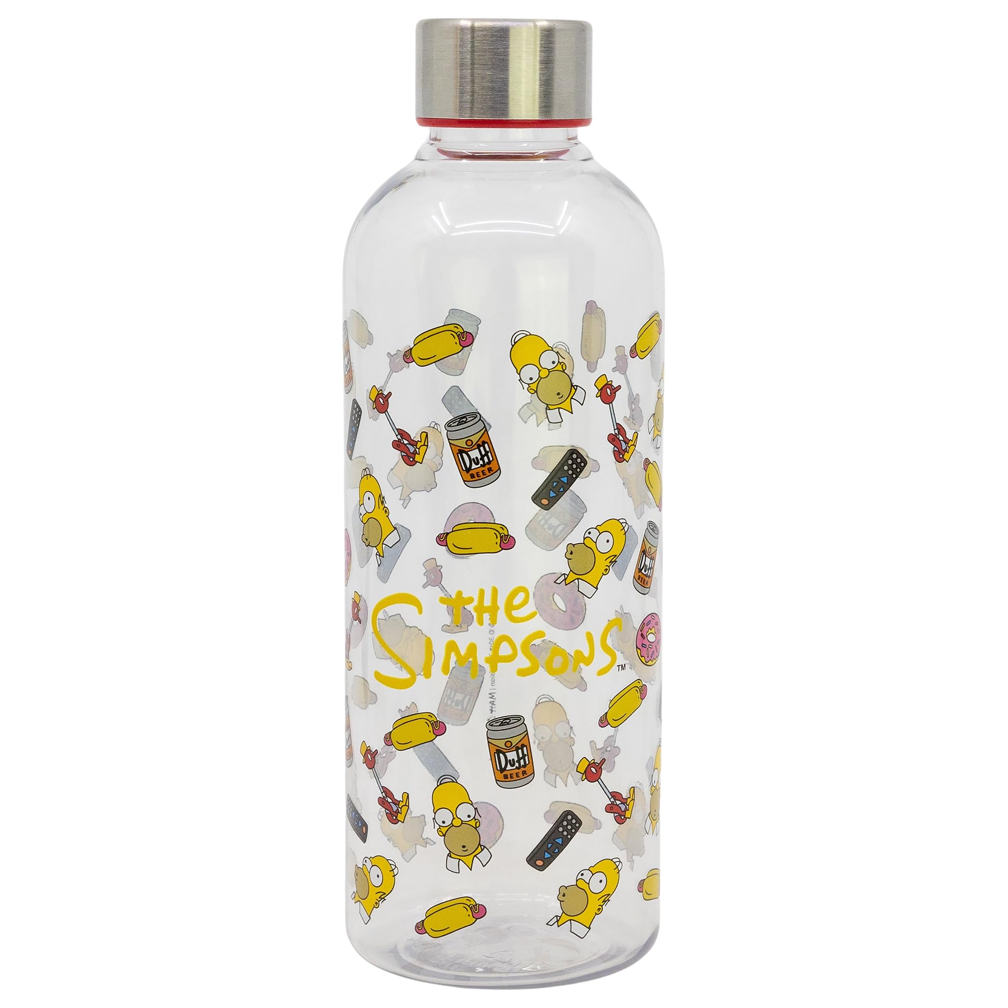 Stor Reusable Water Bottle The Simpsons 850ml Plastic BPA Free with Metal Screw Cap Leak Proof for School Sports Work