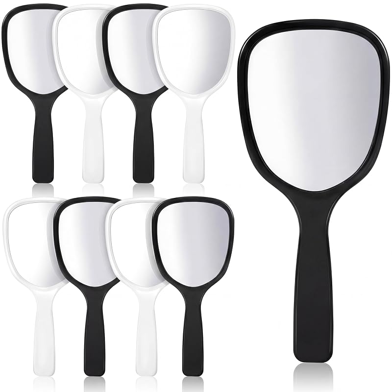 Espelhos de mão Jetec, preto e branco, pacote com 8