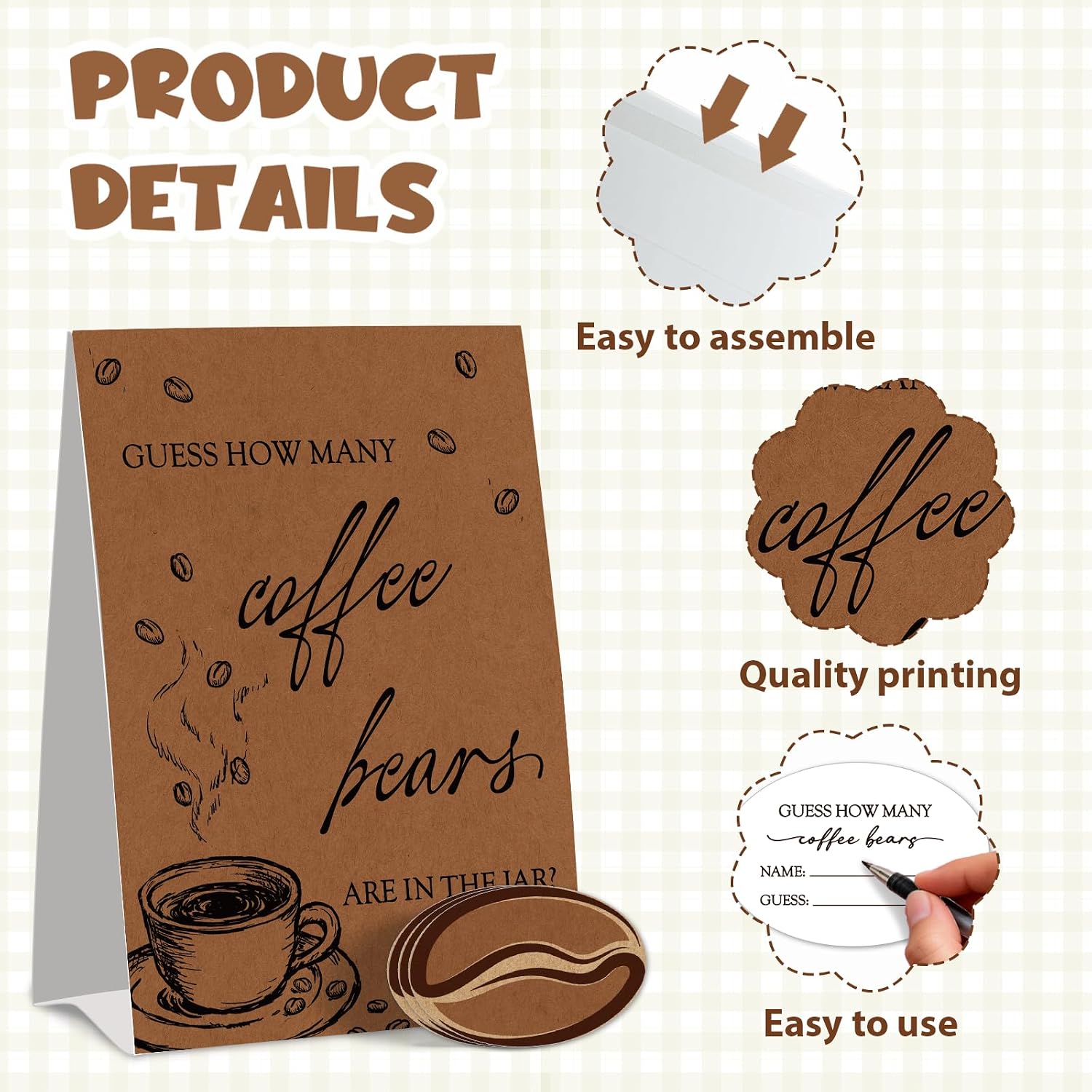 Guess How Many Coffee Beans Game, Brown Love is Brewing Bridal Shower Decorations & Baby shower games for baby coffee wedding party Decor and Activity Supply-26 image 2
