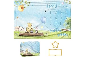 "BABY Milestone Blanket" Blue Classic Monthly Milestone Blanket for Baby Boy