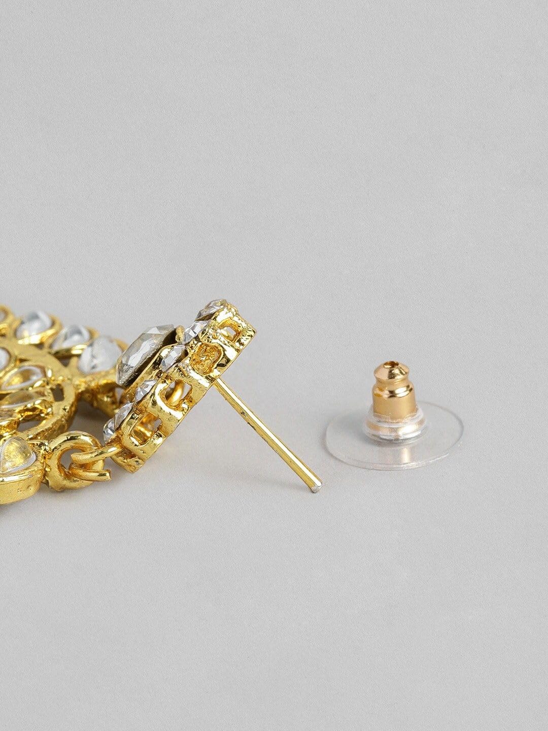 DMZ-3992 - Juego de collar y aretes de novia chapados en oro de 18 quilates con cuentas Kundan, S, Latón