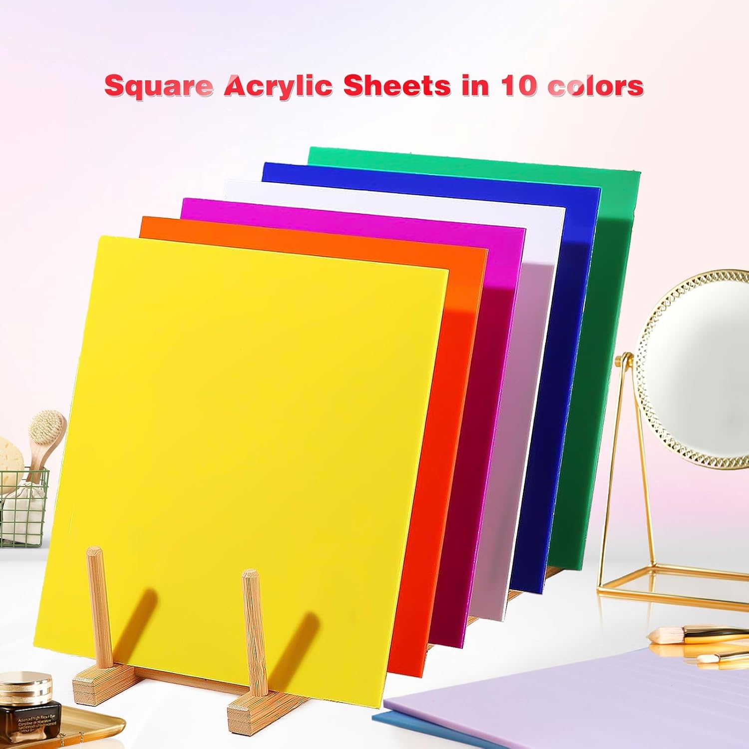 Adrattnay Acrylic Sheets 1/8 Thick, 10Pcs 12 x 12in Acrylic Sheets 3 mm for Laser Cutting, Opaque Colored Acrylic Panel with Protective Paper for Laser Engraving Material DIY Crafts