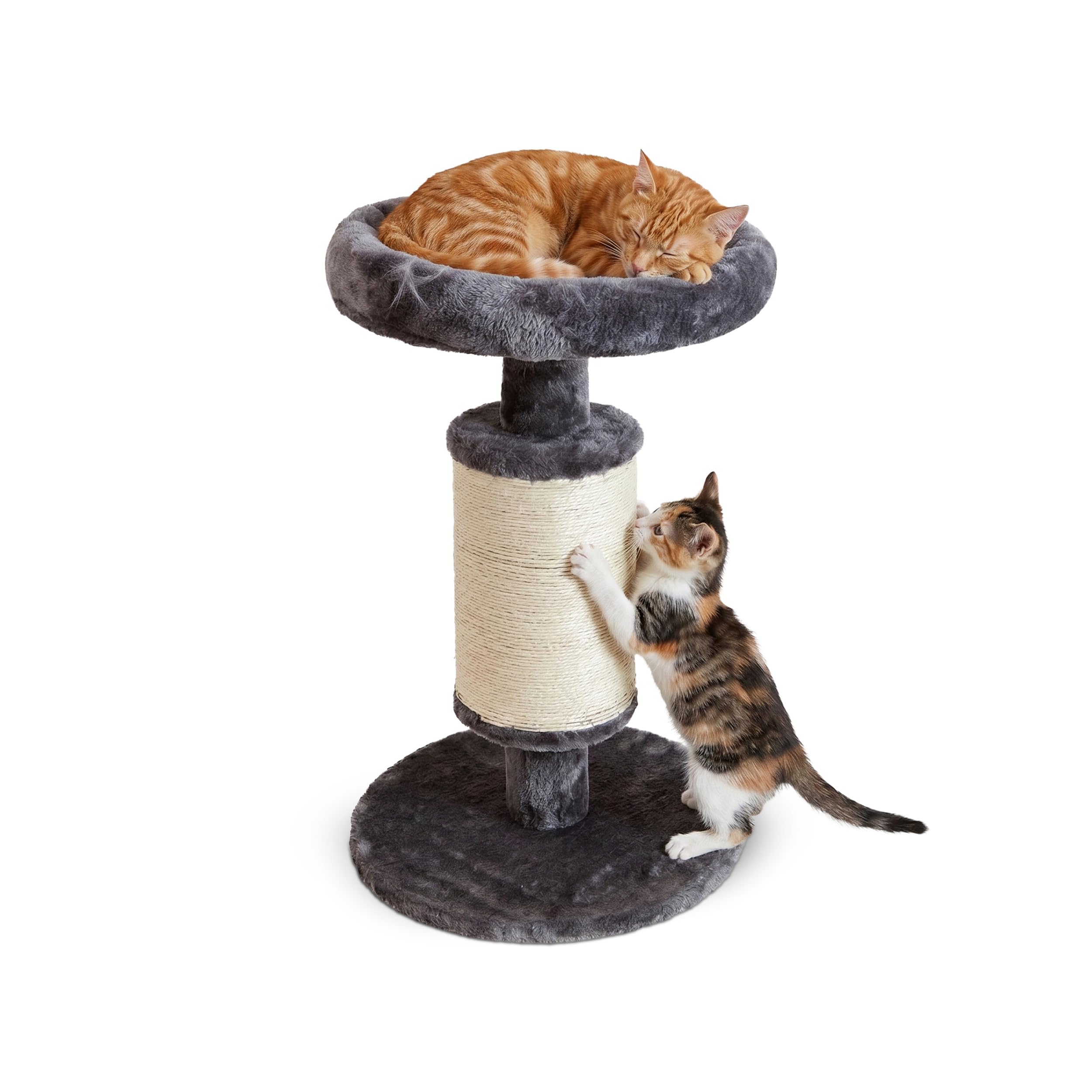 Aqpet Tiragraffi in Sisal e tessuto con piattaforma, Alto 58 cm per il massimo divertimento del tuo gatto, Colore Grigio