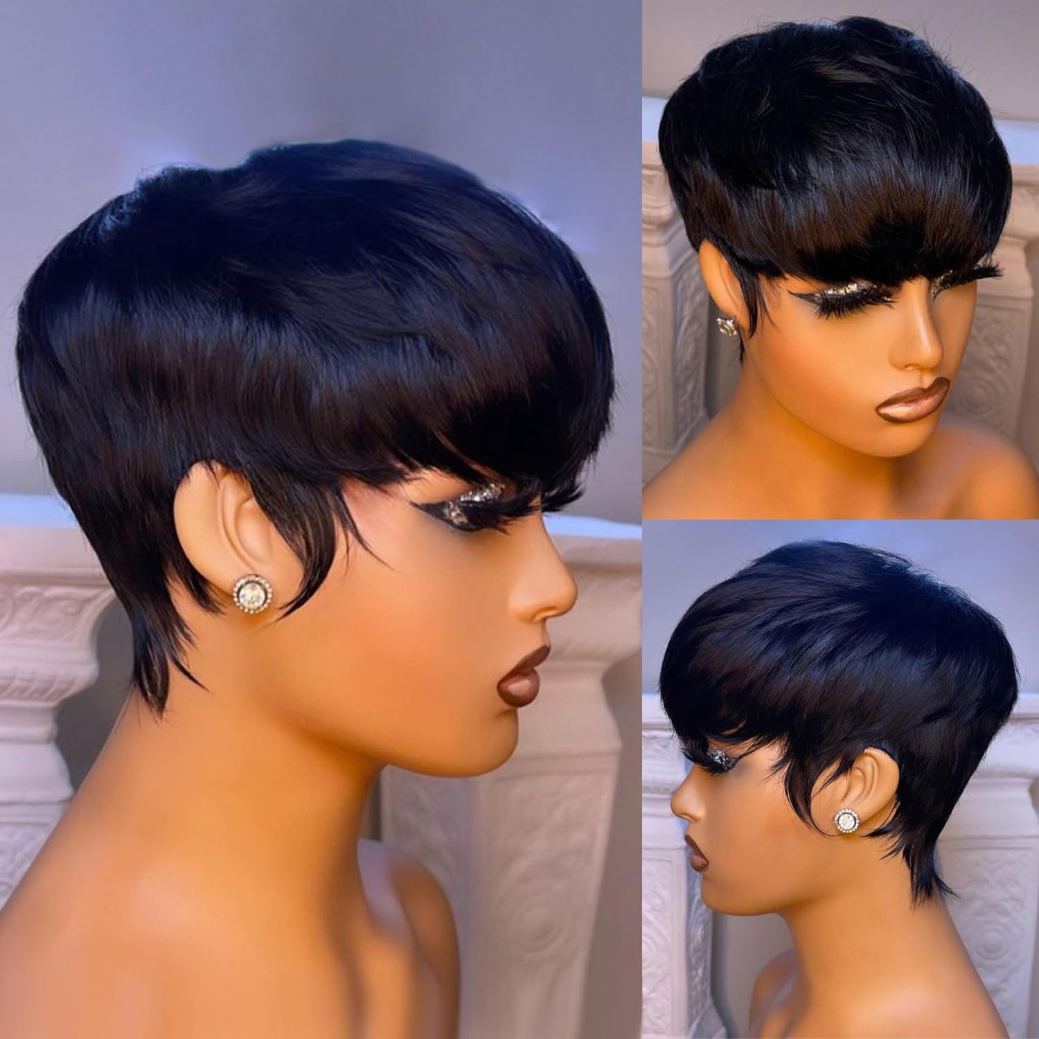 Amazon.com : FREEKWEEN Short bob wig for black women Pixie 