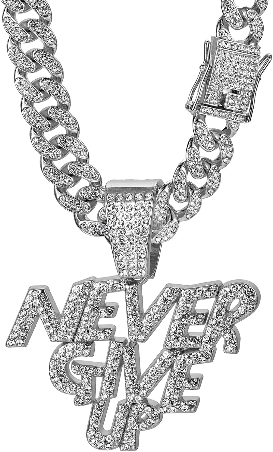 Miami Cuban Chain Ice Tiger Head Miami Cuban Link Chain Necklace - Gold/Silver Plated Cubic Zirconia Hip-Hop Jewelry Gift For Men