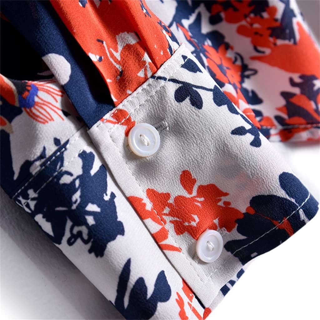 Positioning Silhouette Flower Silk Shirt V-Neck Top Long-Sleeved Floral Shirt for Women in Spring