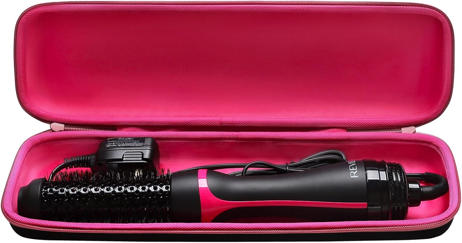 LTGEM EVA Hard Case for Revlon One Step Root Booster Round Brush Dryer and Hair Styler - Travel Protective Carrying Storage Bag, Pink