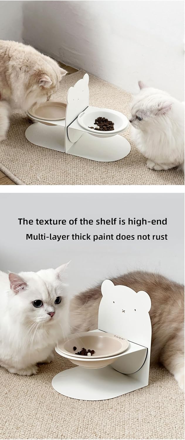 Ceramic Elevated Cat & Dog Bowl – Magnetic Adjustable Height & 360° Tilt Pet Feeder, Anti-Vomit & Whisker Fatigue Relief, Non-Slip, Food & Water Dish