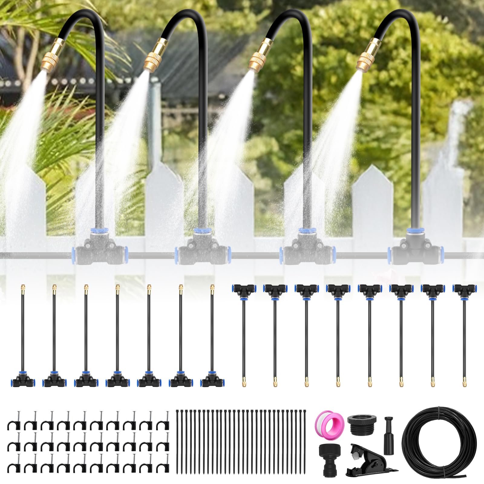 15m Kit de Système d’Irrigation avec Buse Réglable, Système d’Irrigation Automatique Jardin à 360°, Kit d'irrigation automatique réglable à 360 °, Systeme Irrigation Jardin pour Jardin Serre Pelouse