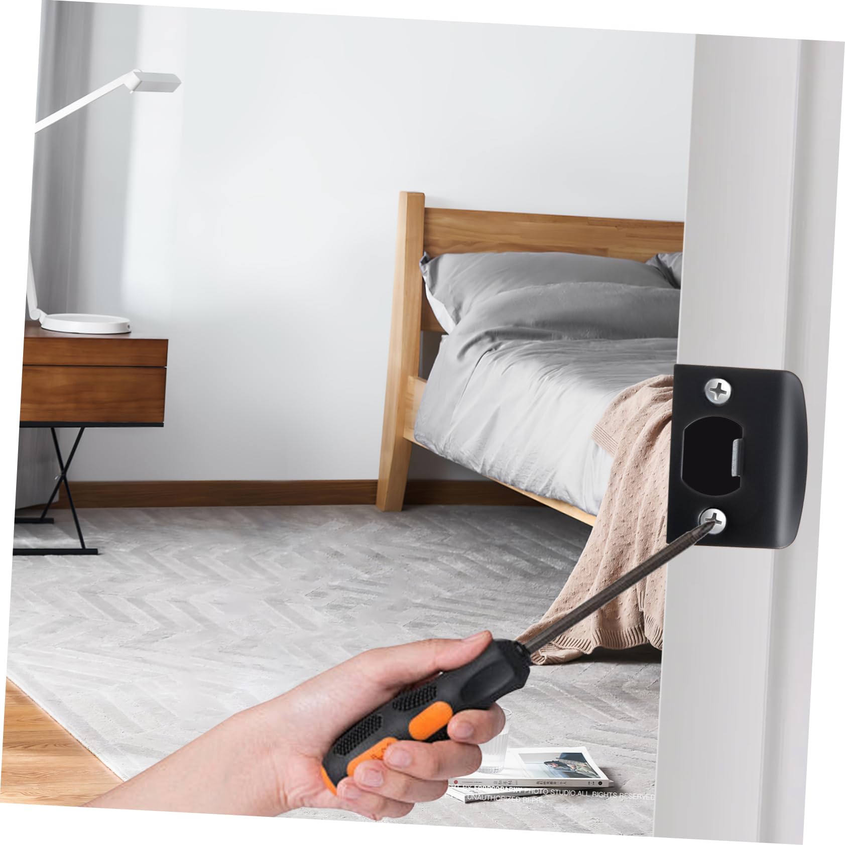 Lurrose 5 Ensembles Plaques De Serrure Acier Inoxydable Résistantes Et Durables Kit Pour Renfort De Porte D Entrée Installation Facile Pour Pêne Dormant Protection Pour Maison 4 Pièces * 5
