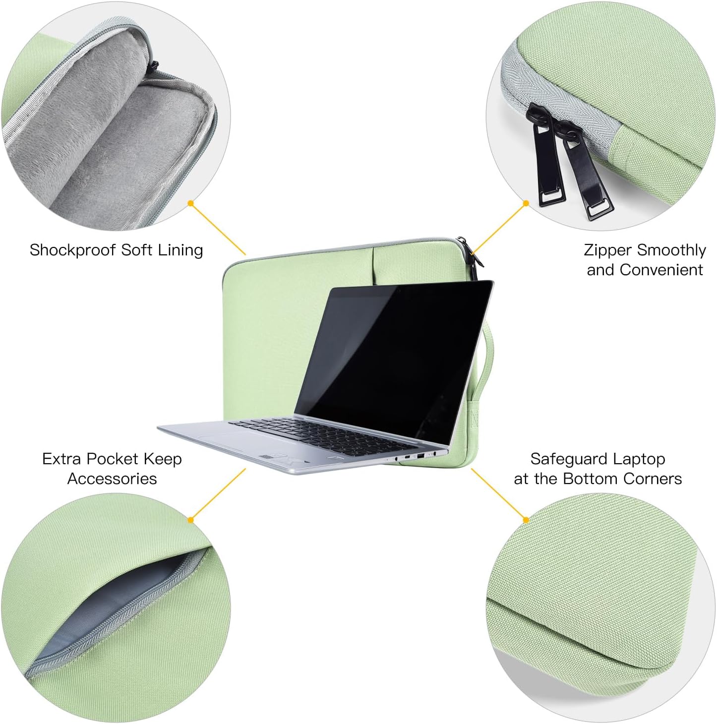 Laptop Sleeve Case 17 17.3 Inch with Handle Computer Bag Carrying Case for HP Pavilion 17/ Envy 17/ Dell/IdeaPad ThinkPad/LG Gram/MSI/ASUS Acer, Green - Image 4