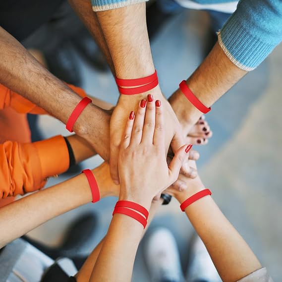 Silicone Wristbands, 100PCS Red Rubber Wristbands Blank Wrist Bands Universal Wristband Set for Women Men Adult Sport