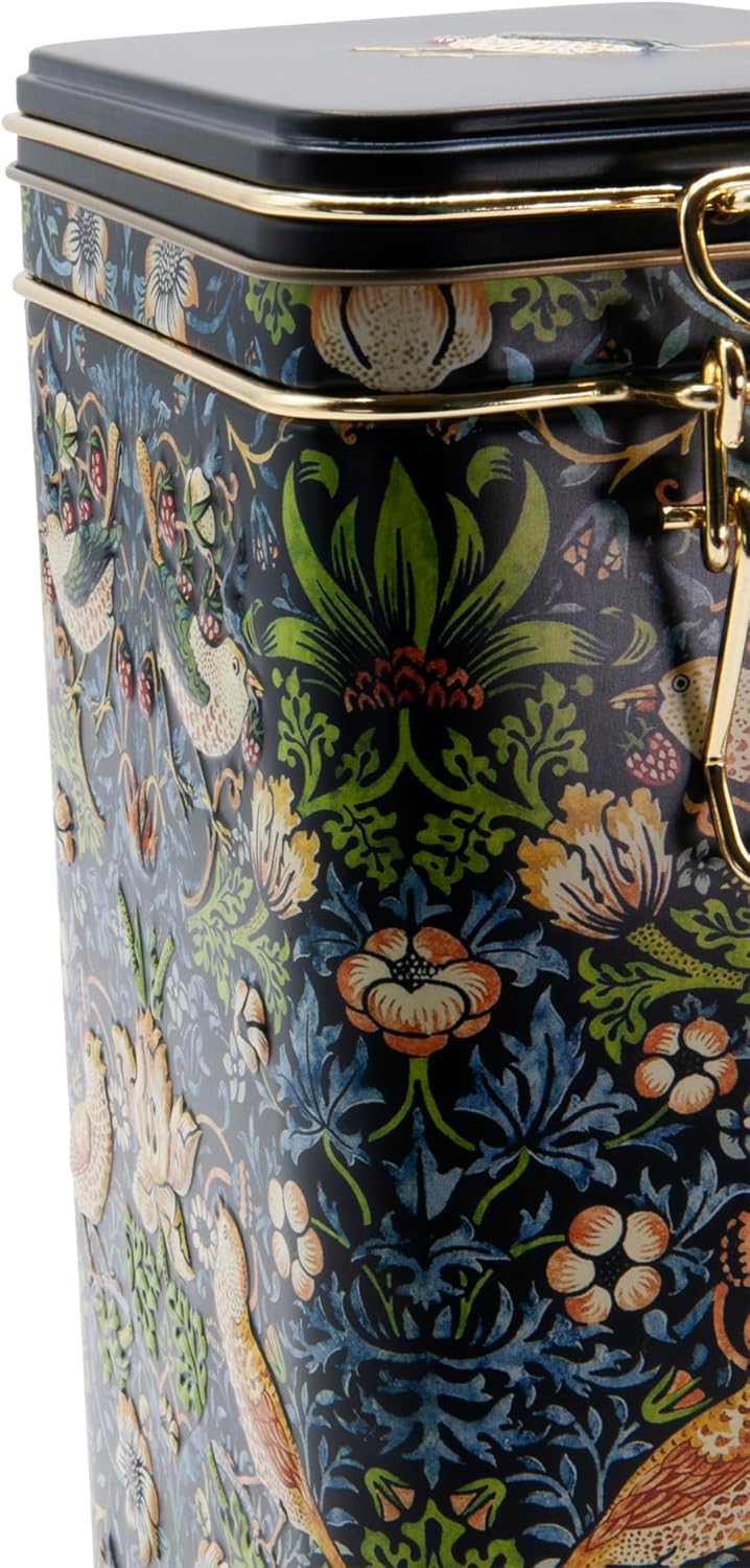 Fridolin William Morris 19397 Storage Jar/Coffee Tin with Clip Closure Volume Approx. 1.4 Litres – William Morris: Strawberry Thief