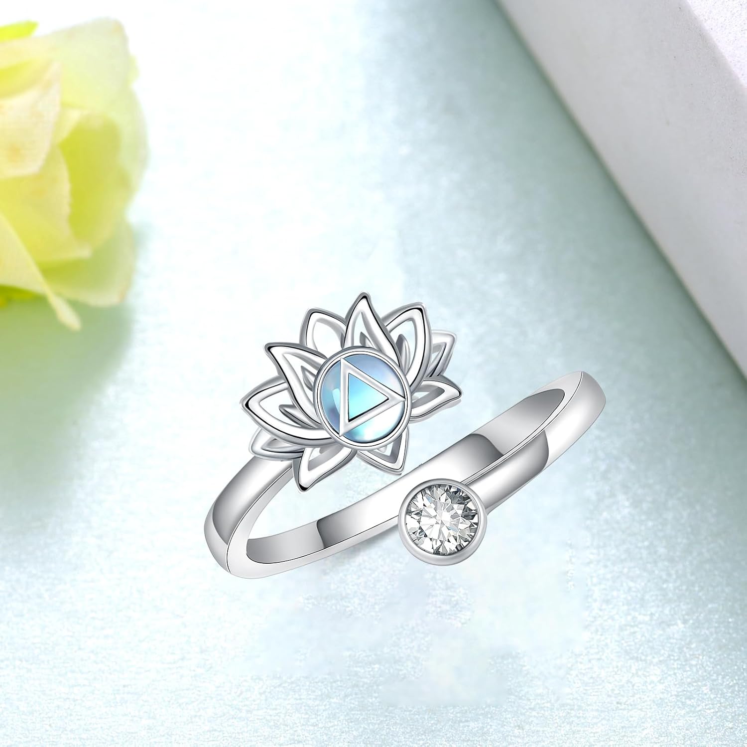 Lotus Sobriety Gifts for Women - 925 Sterling Silver Alcoholics Anonymous Recovery Symbol AA Sobriety Jewelry - Image 3