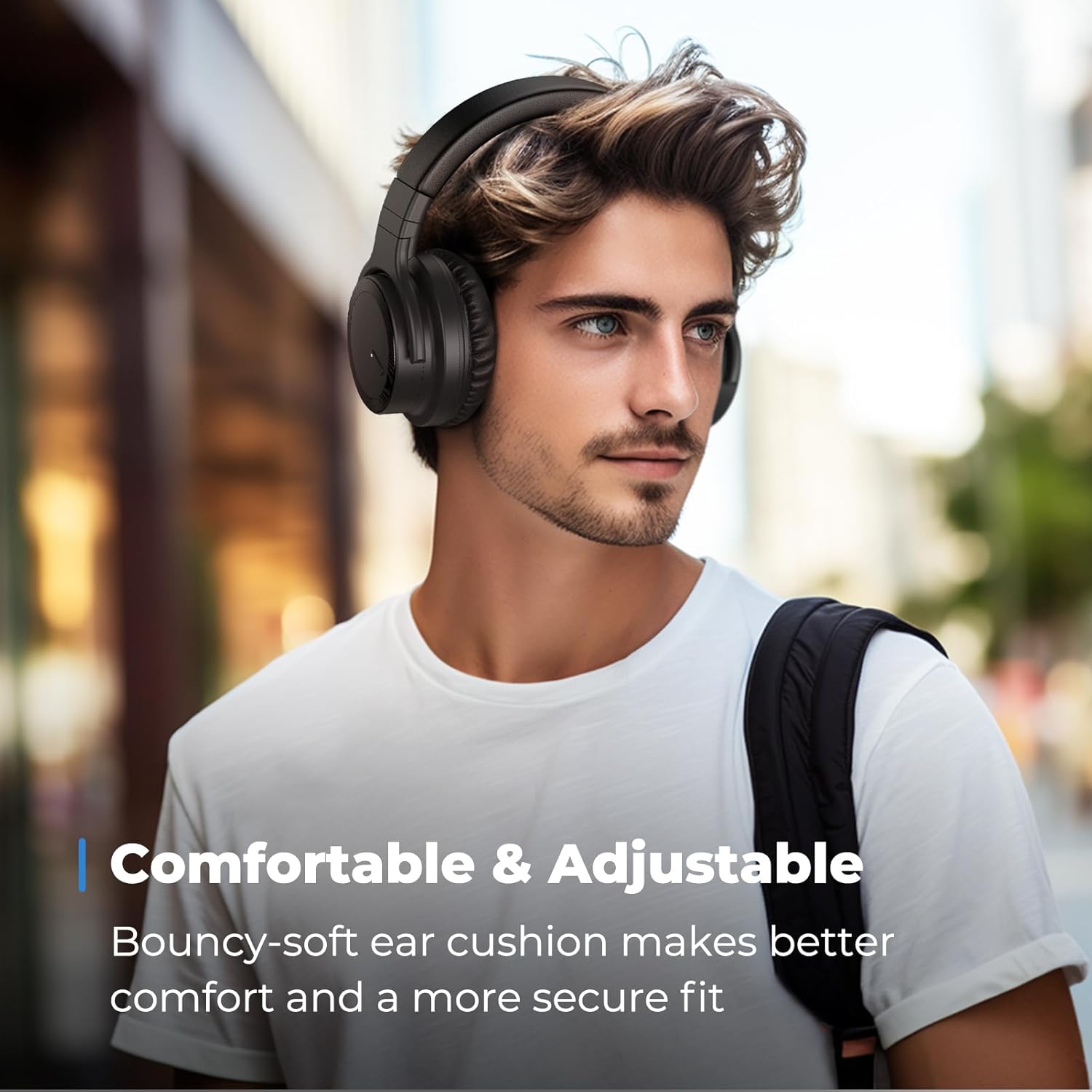 E11-A Active Noise Cancelling Headphones Wireless Bluetooth Headphones with Rich Bass, Wireless Headphones with Clear Calls, Bluetooth 5.0, 30 Hours Playtime, Comfort Fit, Model 8