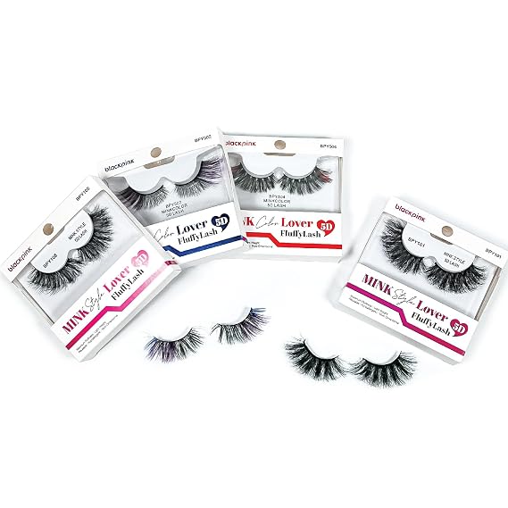 BlackPink Mink Style Color Lover Fluffy Lash 5D Fluffy Reusable Light Weight Natural False Lashes Fake Eye Lash