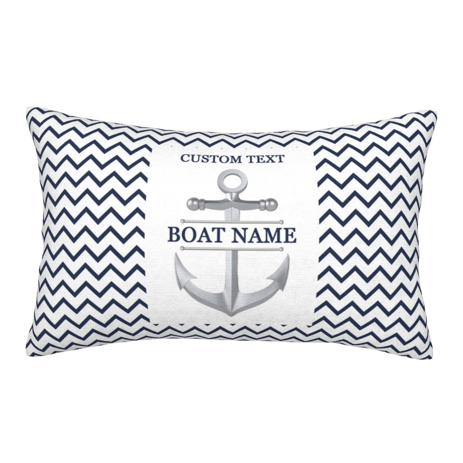 Personalized Nautical Theme Pillow Cover,Custom Sailor Sailing Yacht Captain Boat Name Cushion Cover Pillow Case for Boat, Beach House, Sofa & Car Decor