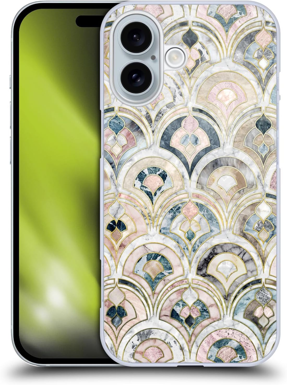 Head Case Designs Officially Licensed Micklyn Le Feuvre Art Deco Tiles in Soft Pastels Marble Patterns Hard Back Case Compatible with Apple iPhone 16