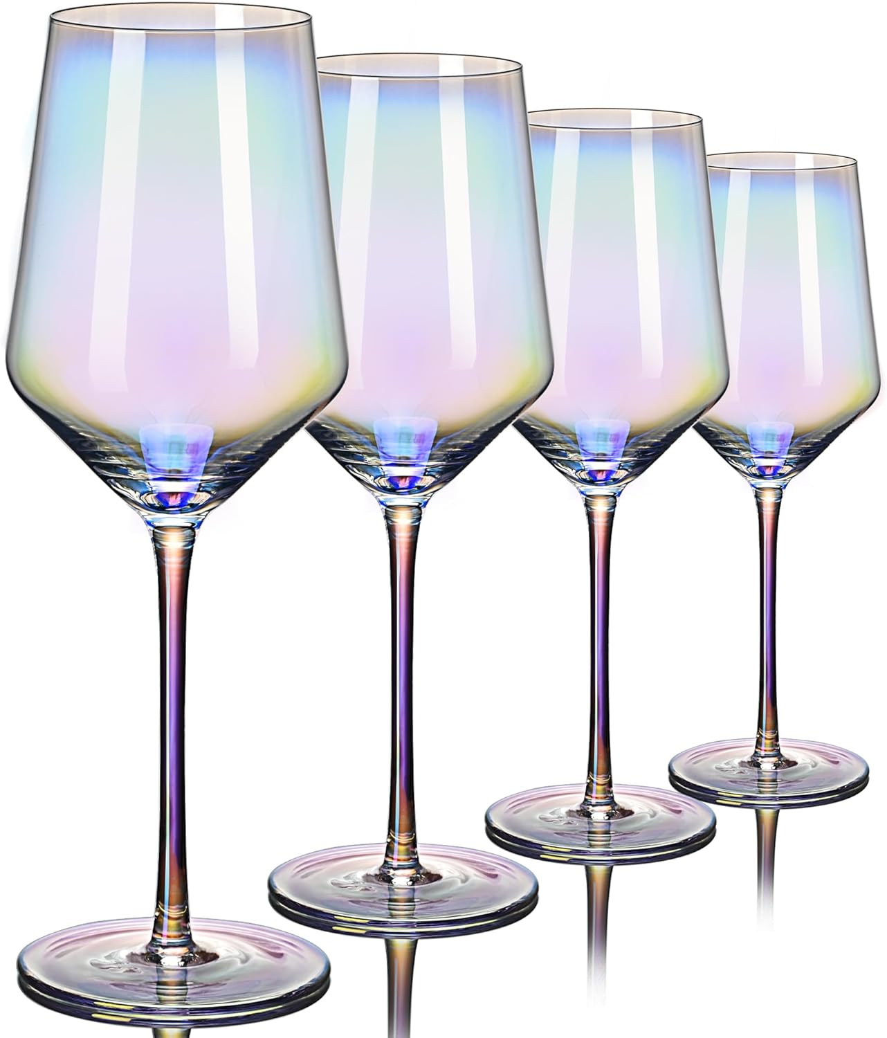 CUKBLESS Red Wine Glasses Set of 4, 20 oz Iridescent Hand Blown Wine Glasses, Long Stem Glasses for Red or White Wine, for Birthday, Wedding