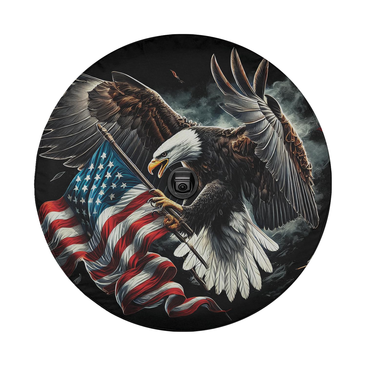 Camelliaa Eagle Patriotic Spare Tire Cover, Cars Tire Cover, With/Without Camera Hole
