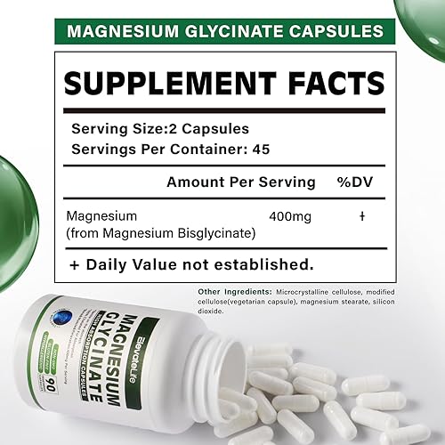 Miniatura 2 de Glicinato de magnesio 400 mg por porción, 100% quelado para una alta absorción, suave para el estómago, sin OMG, 90 cápsulas vegetarianas