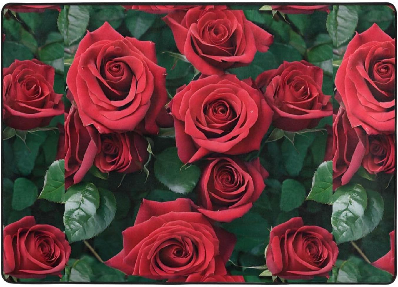 Flannel Non-Slip (Red Rose) Rug Pad 80×50in Soft Washable Protective for Hardwood Floors Bedroom Bathroom Living Room