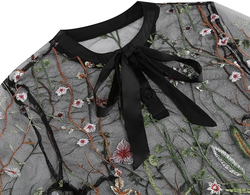 JSEIAJB Women's Wear Vintage Polyester Dress Casual Embroidery Splicing Party Dress