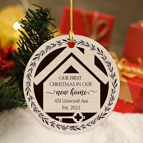 Miniatura 6 de Regalo de inauguración de la casa 2023, adorno personalizado de nuestra primera Navidad en nuestro nuevo hogar, recuerdo de la primera casa 2023,