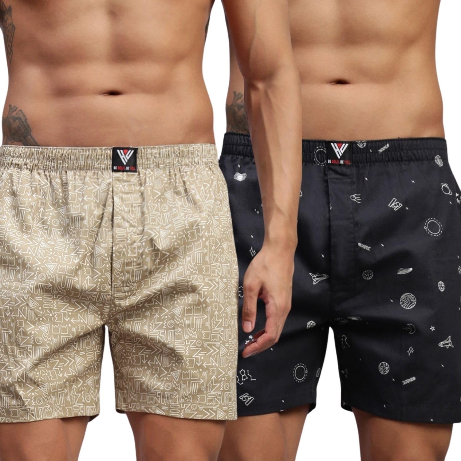 hayu 2PC Pack of Space & Skaters Doodle Men Printed Cotton Boxer Shorts Multicolour-picture-28
