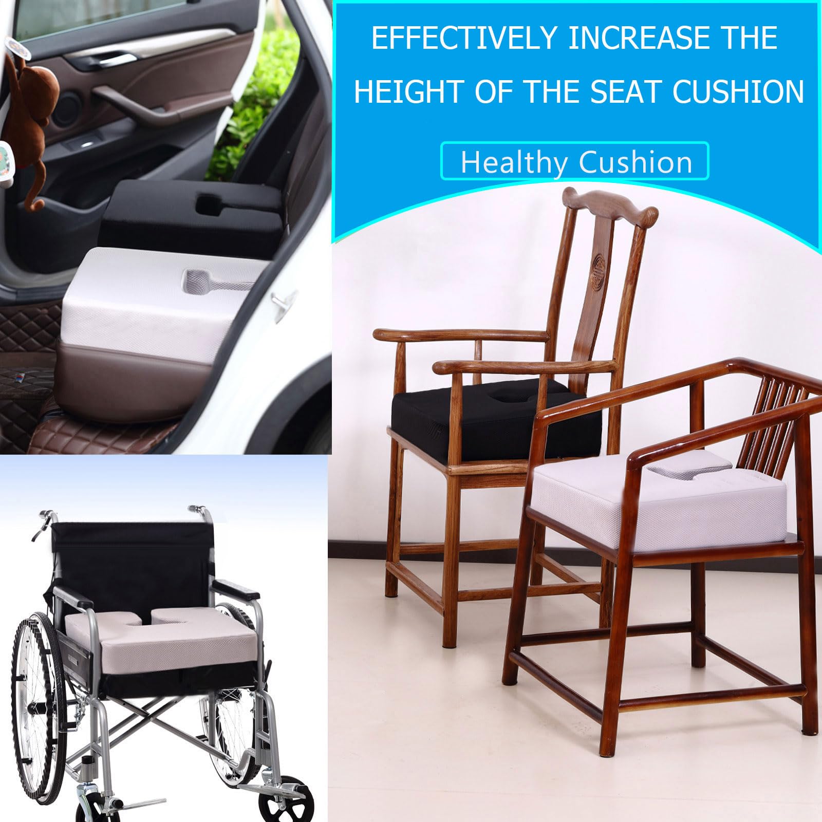 Cojín de asiento extra grueso para silla de oficina, almohadillas para respaldo y cadera, cojín antideslizante para largas horas en sillas de ruedas, coches y sillas de comedor.