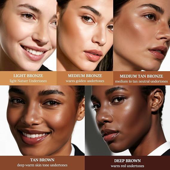 HECI BEAUTY Cream Bronzer with Brush, Creamy & Highly Pigmented Formula, Blendable Cream Contour Makeup with a Natural, Matte Finish - Buildable Formula for Shimmer-Free, Medium, 0.7 Oz