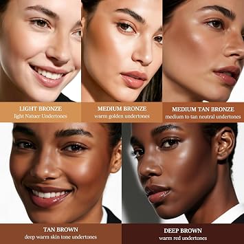 HECI BEAUTY Cream Bronzer with Brush, Creamy & Highly Pigmented Formula, Blendable Cream Contour Makeup with a Natural, Matte Finish - Buildable Formula for Shimmer-Free, Medium, 0.7 Oz