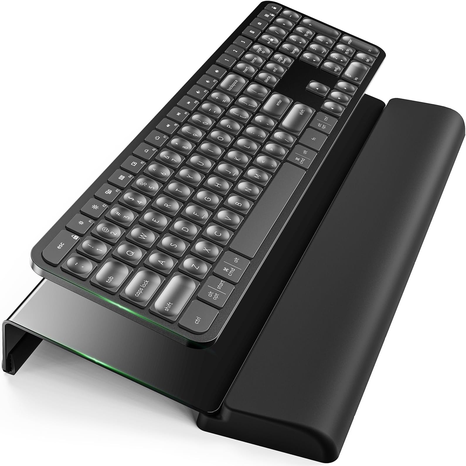 Tilted Keyboard Stand w/Wrist Rest - Klearlook Angle Adjustable Keyboard Riser for Desk,16.85 x 5.5in Ergonomic Acrylic Computer Keyboard Holder,Comfortable Typing for Home Office -Black