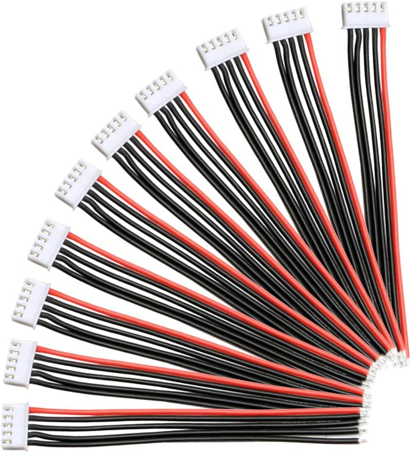 YIXISI 10 PCS JST-XH 4S Balance Extension Cable Lead Wire, JST-XH Connector Plug Lead Cable with 15cm 22awg Silicone Cord
