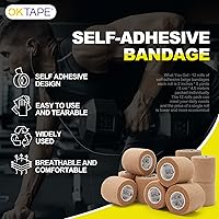 Vista 7 de OK TAPE 12 rollos de vendaje autoadhesivo, cinta elástica atlética, cinta adhesiva autoadhesiva, envoltura veterinaria, envoltura médica para Beige
