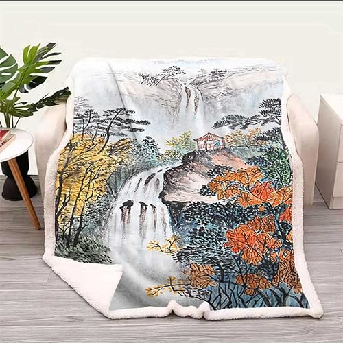 Miniatura 22 de Canvas Acrylic Digital Design Cobijas Calientes para Invierno Thermal Blanket Soft, Plush, Fluffy, for Sofa, Couch, Bedroom Small Size 31.5In x 47In