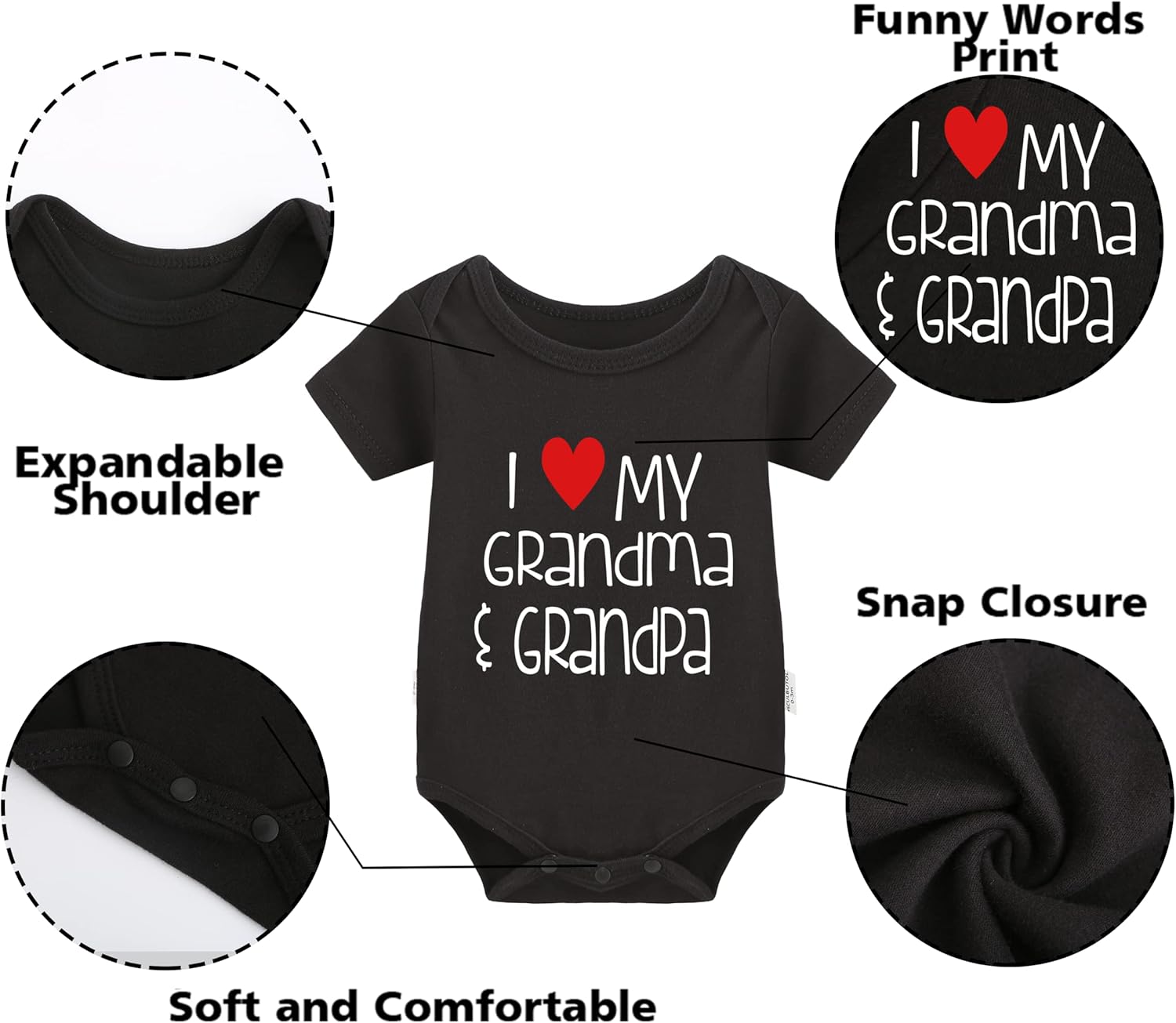 YSCULBUTOL Baby Twins Bodysuits I Love My Grandma And Grandpa Infant Baby Clothes Unisex Twin Romper Outfits With Hat - Image 3