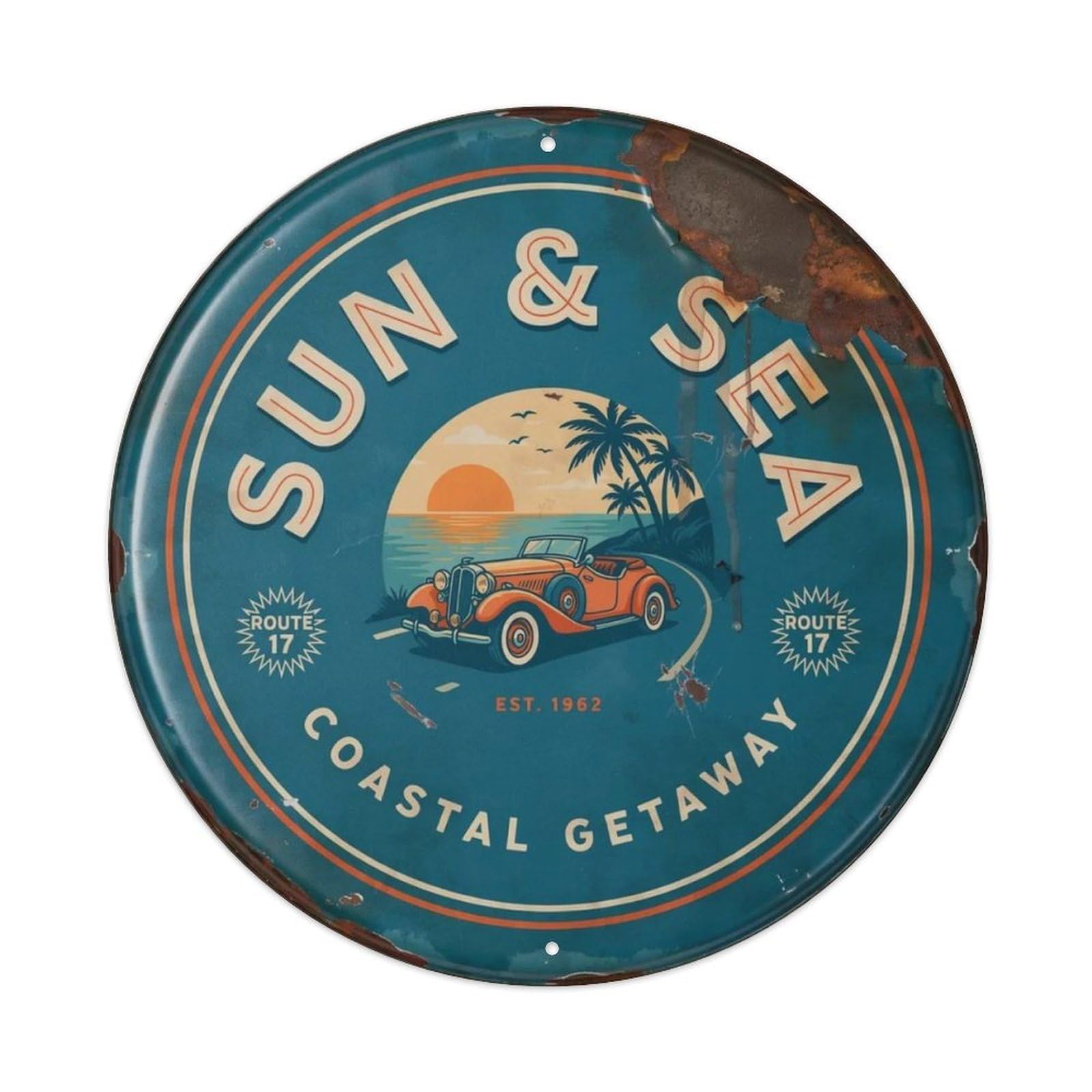 Retro-Tropical-Beach-Sign Metal Tin Sign Plaque