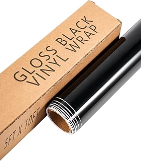 Premium Gloss Black Vinyl Wrap Film (10ft x 5ft) with Air Release