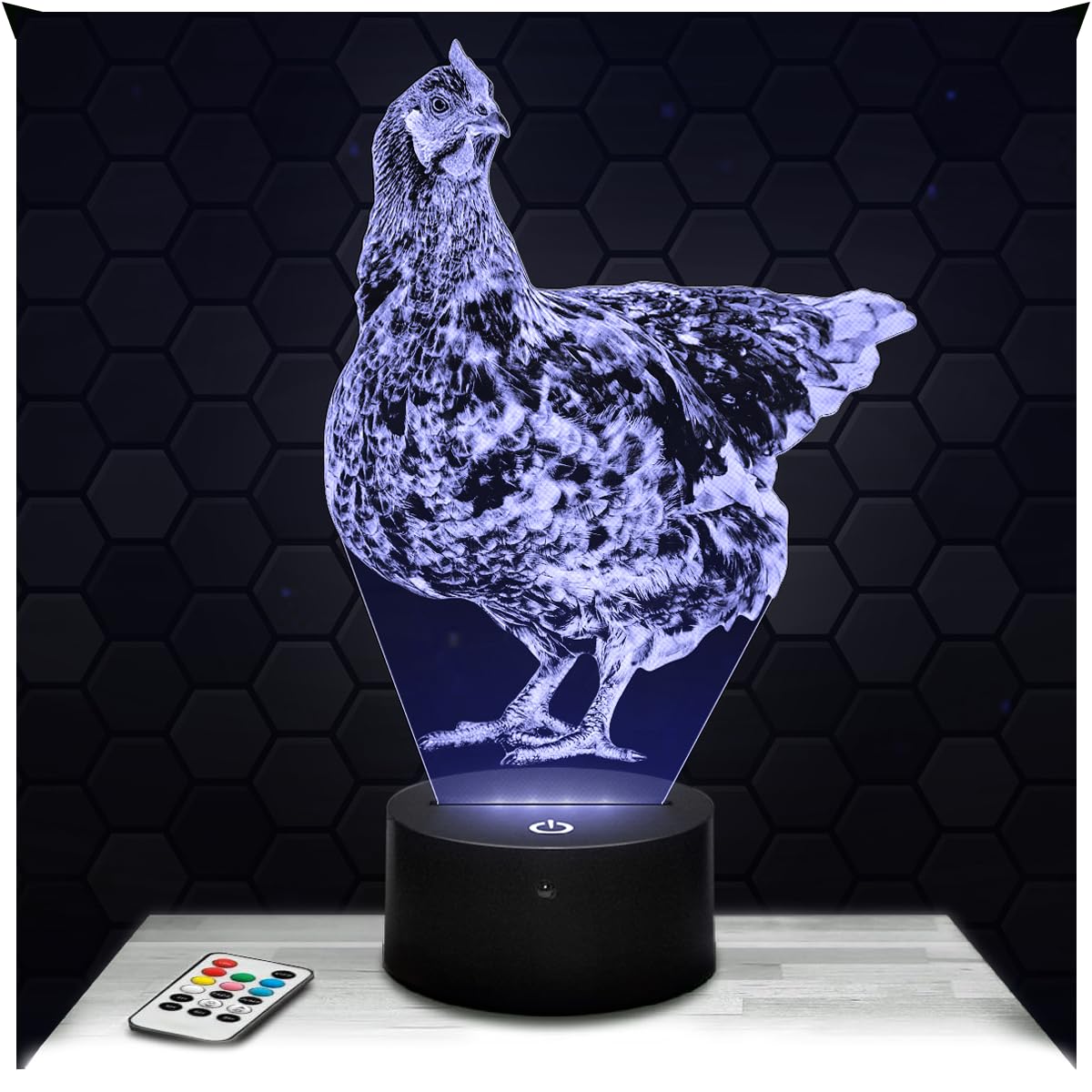 Lampephoto.fr - Hen 3D Lamp Animal Touch Night Light Led, 3D Hologram Effect, Christmas Birthday Gift Idea for Boy or Girl, Room Decoration Object