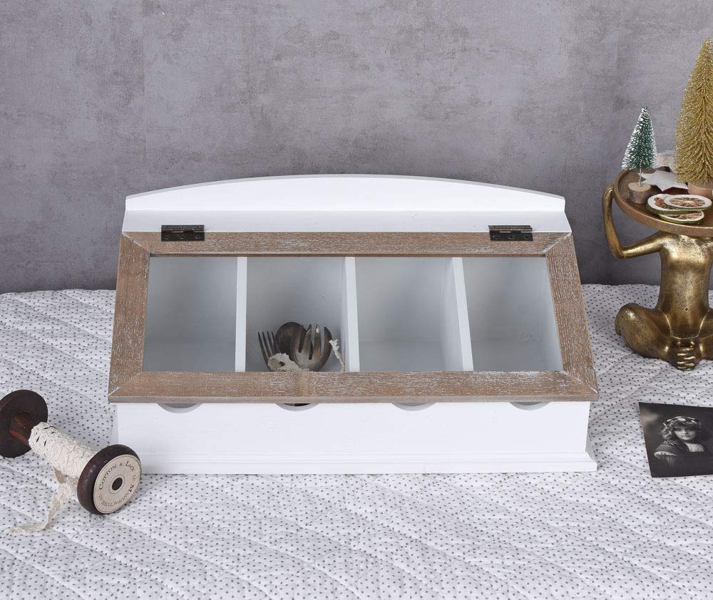 Vintage Besteckkasten „Villa Lotti“ – Shabby Weiß Landhausstil Besteckkiste aus Holz & MDF HMA33 Palazzo Exklusiv
