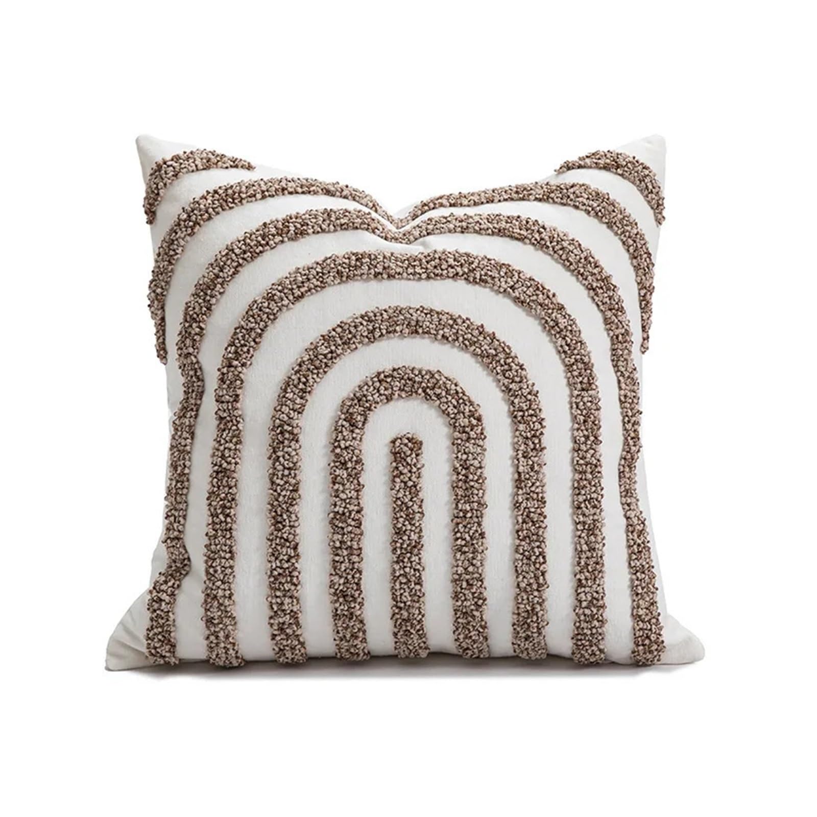 Simple Geometric Coffee Tufted Cushion Cover 45x45cm Tassels Home Decoration Pillow For Sofa Couch Bed Chair(Color01)