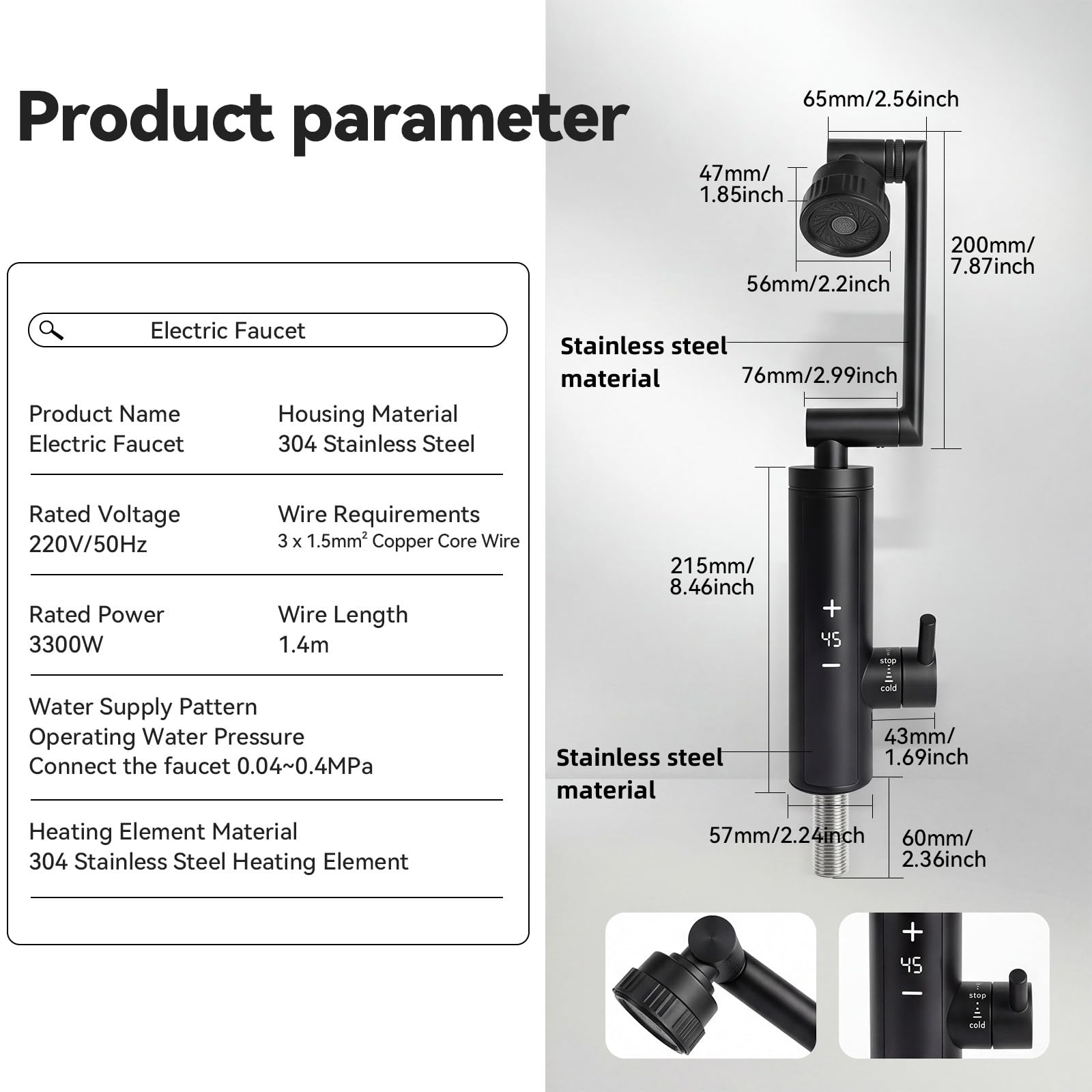 Robinet avec chauffe-eau instantané, robinet d'eau chaude électrique 230 V