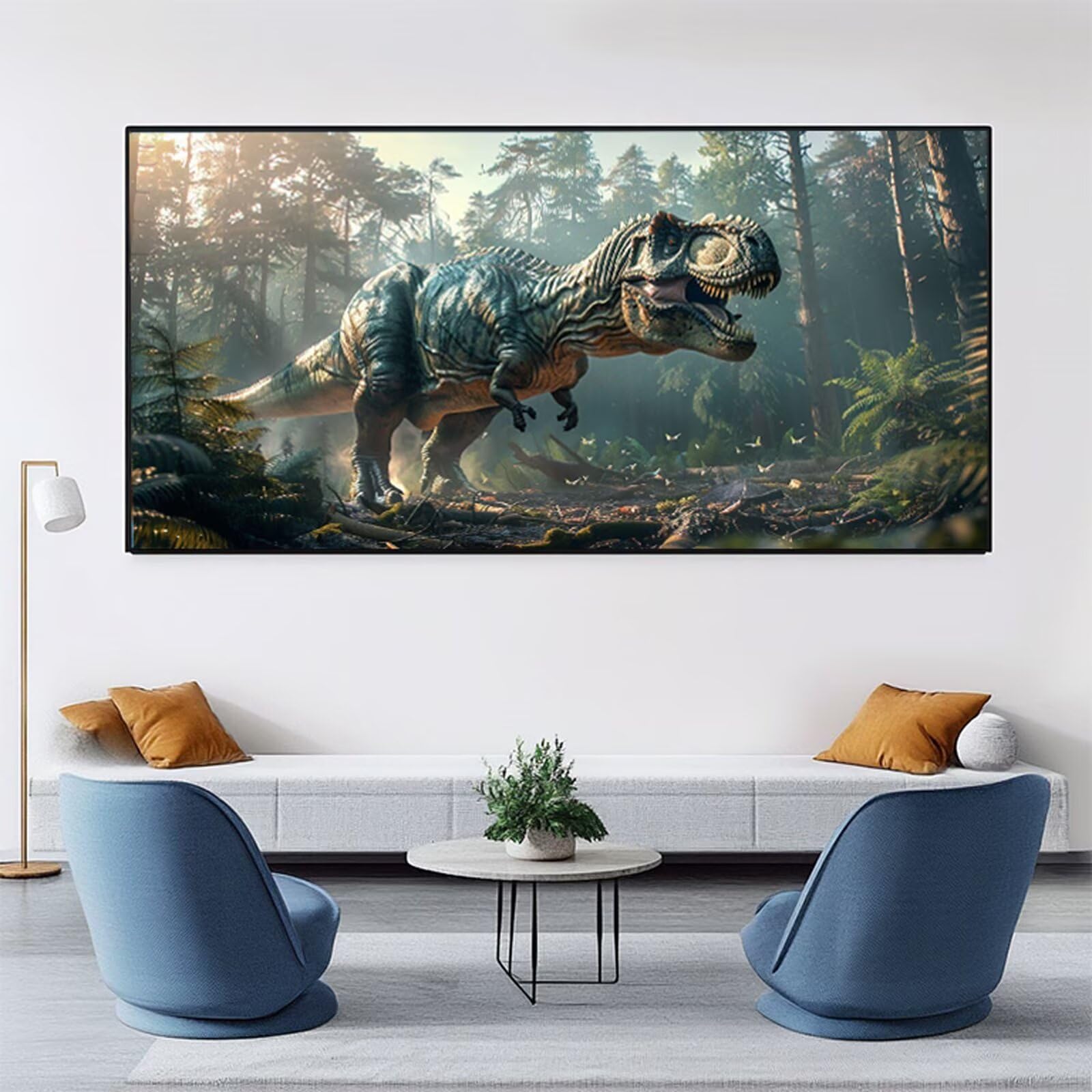 Malowanie po numerach 70x140cm Dinozaur Malowanie według numerów Dorośli Drzewo Paint by Numbers Adult, Zdjęcia do malowania z 3 pędzlami i pigmentem, rzemiosło do dekoracji ścian (bez ramki) RB-568