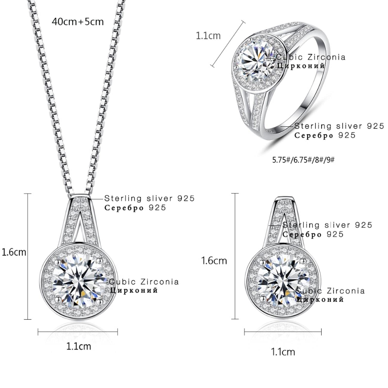 LOKILOKI Eleganti Set di Gioielli da Sposa in Argento 925 per Le Donne Cz Crystal 925 Accessori per Gioielli di Fidanzamento in Argento