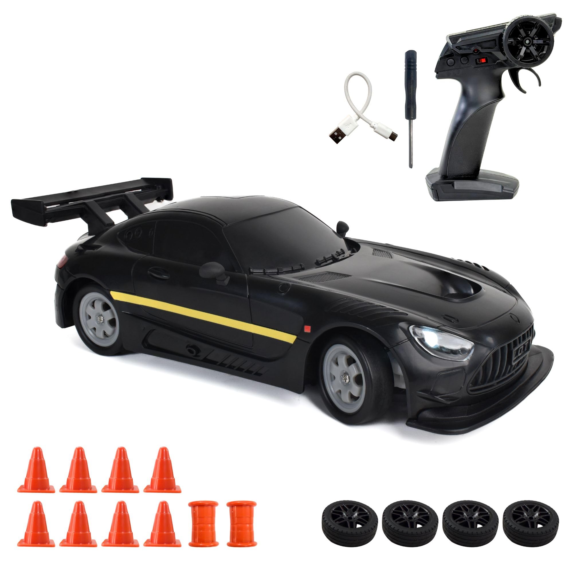 Shadow Remote Control Car | 20Kmph, 2.4Ghz | Rc Drifting Car, Rc Car 4x4, Drift Car Remote Control Range Upto 100m, Race-Ready Build ABS Plastic Body, Multi-Mode LED Lights (Asphalt Black)