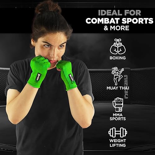 Miniatura 4 de WYOX Guantes interiores de boxeo para hombres y mujeres, medio dedo debajo de los guantes con vendajes elásticos para protección de puños, ideales